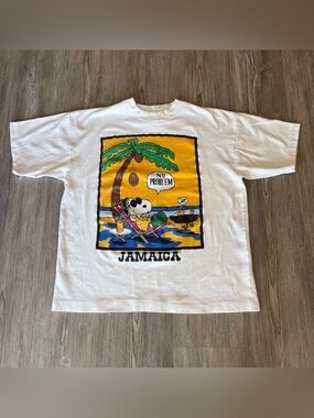 SURFING VINTAGE SNOOPY JAMAICA “NO PROBLEM” T-SHIRT, Sz L, THE THICKEST SOFTEST!
